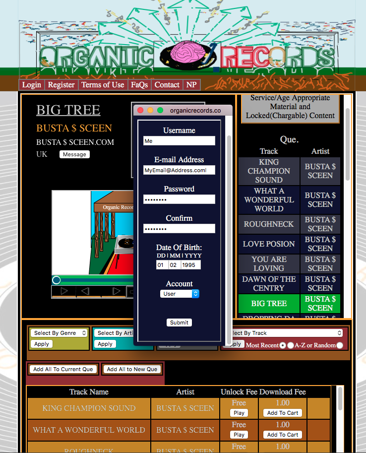 Organic Records Registration